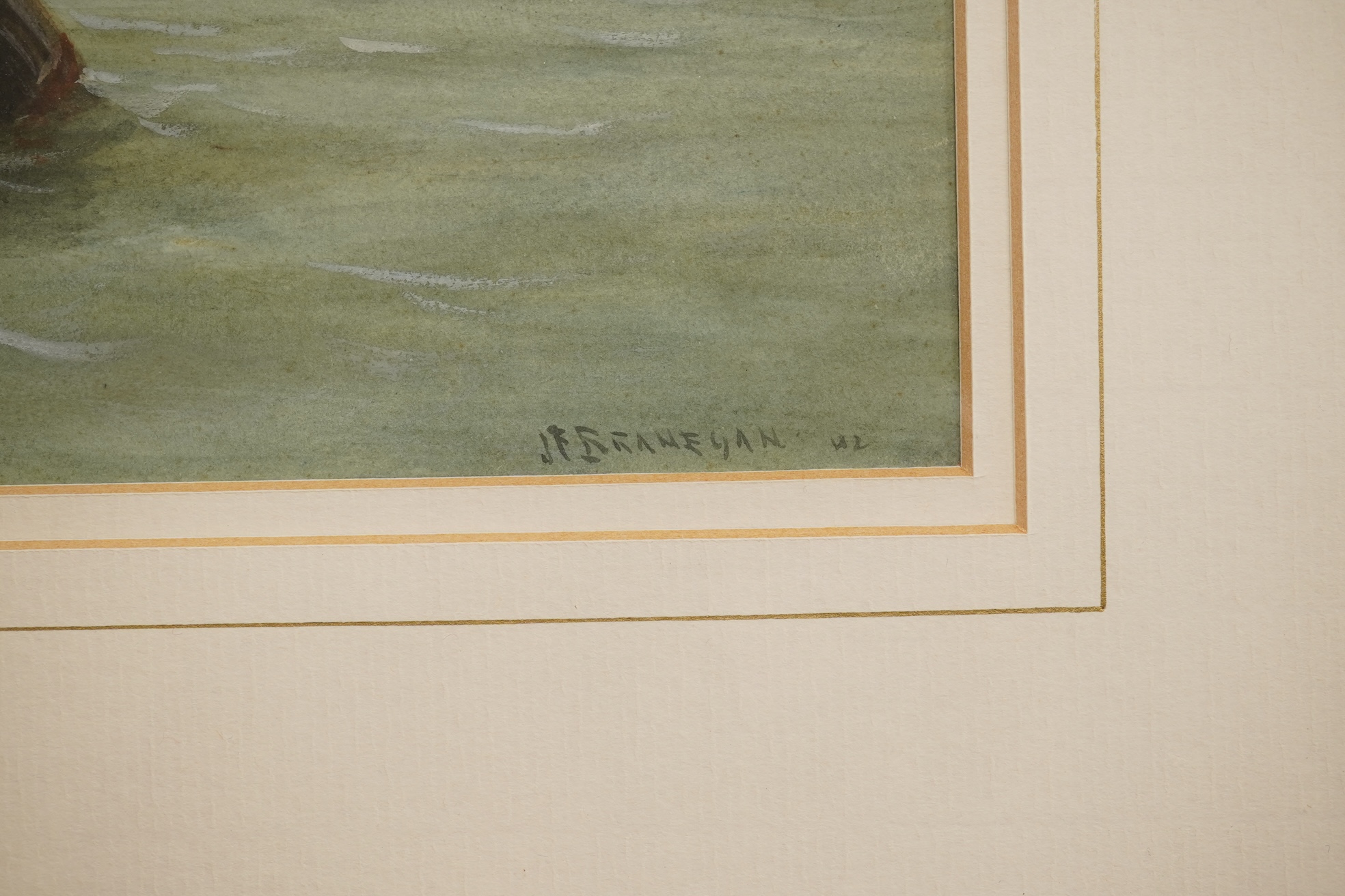 John Francis Branegan (1843-1909), Shipping off Liverpool, signed, watercolour, 24 x 48cm